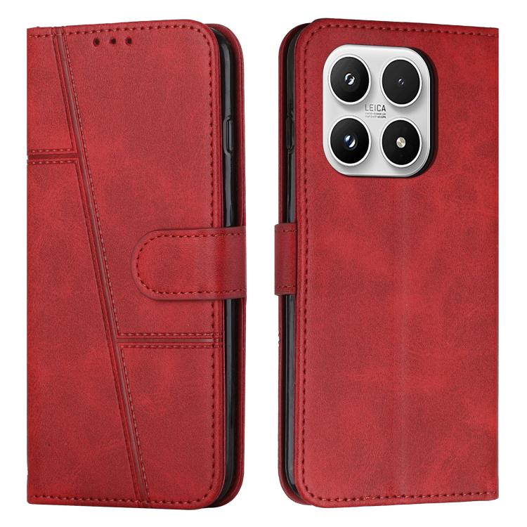For Xiaomi 17 Stitching Calf Texture Buckle Leather Phone Case(Red)