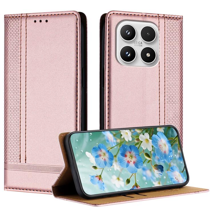For Xiaomi 17 Stitching Design Scratch-Resistant Vegan Leather Phone Case(Rose Gold)