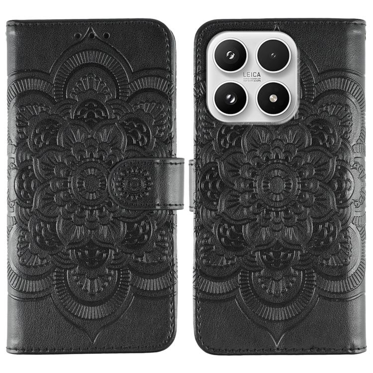 For Xiaomi 17 Sun Mandala Embossing Pattern Phone Leather Case(Black)