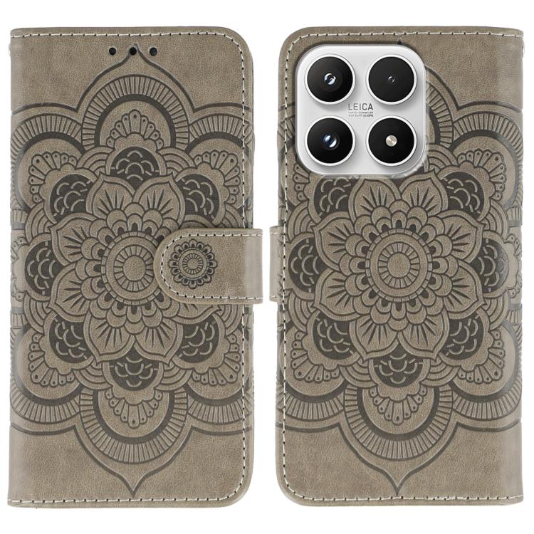 For Xiaomi 17 Sun Mandala Embossing Pattern Phone Leather Case(Grey)