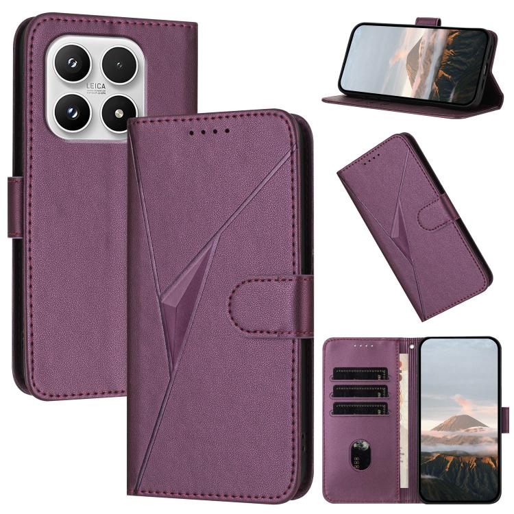 For Xiaomi 17 Triangle Pattern Buckle Clasp Leather Phone Case(Dark Purple)