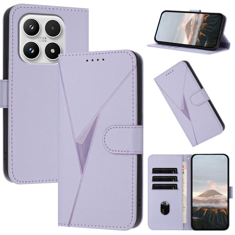 For Xiaomi 17 Triangle Pattern Buckle Clasp Leather Phone Case(Light Purple)