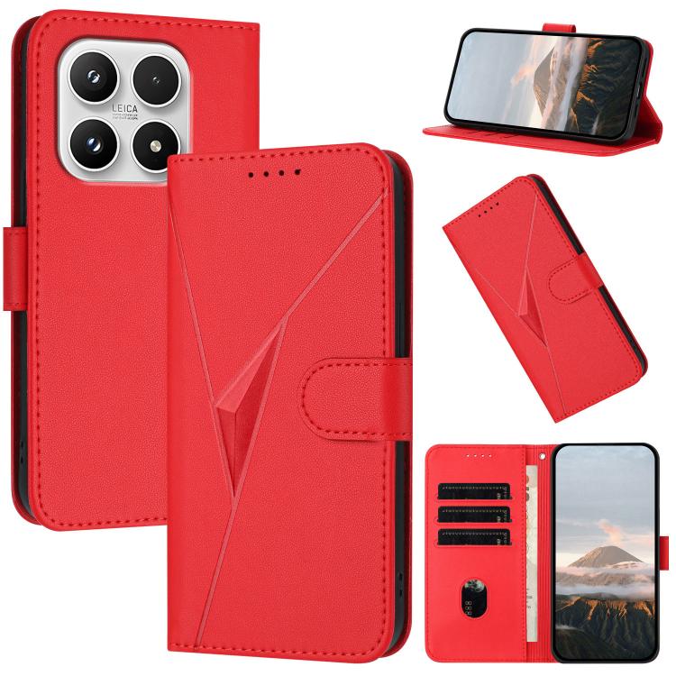 For Xiaomi 17 Triangle Pattern Buckle Clasp Leather Phone Case(Red)