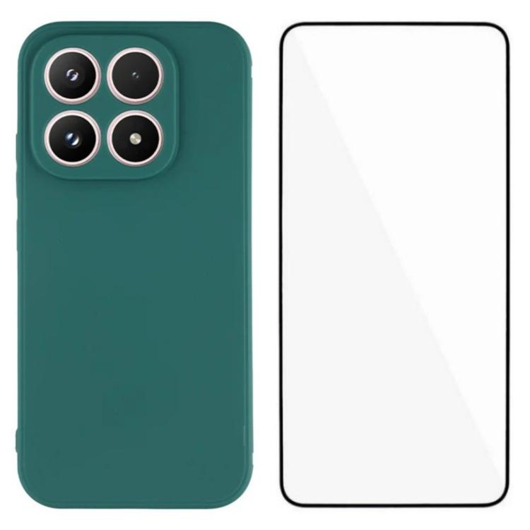 For Xiaomi 17 WANLONFENG Square Edge Soft TPU Phone Case with Screen Protector(Green)