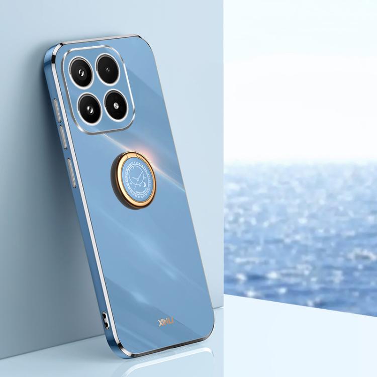 For Xiaomi 17 XINLI Straight Edge 6D Electroplate TPU Phone Case with Ring Holder(Celestial Blue)