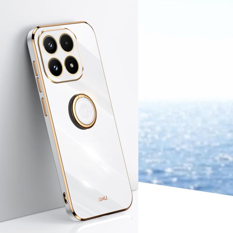 For Xiaomi 17 XINLI Straight Edge 6D Electroplate TPU Phone Case with Ring Holder(White)