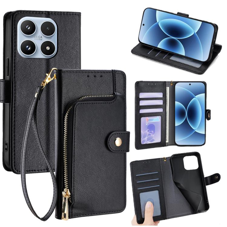 For Xiaomi 17 Zipper Bag Leather Phone Case(Black)