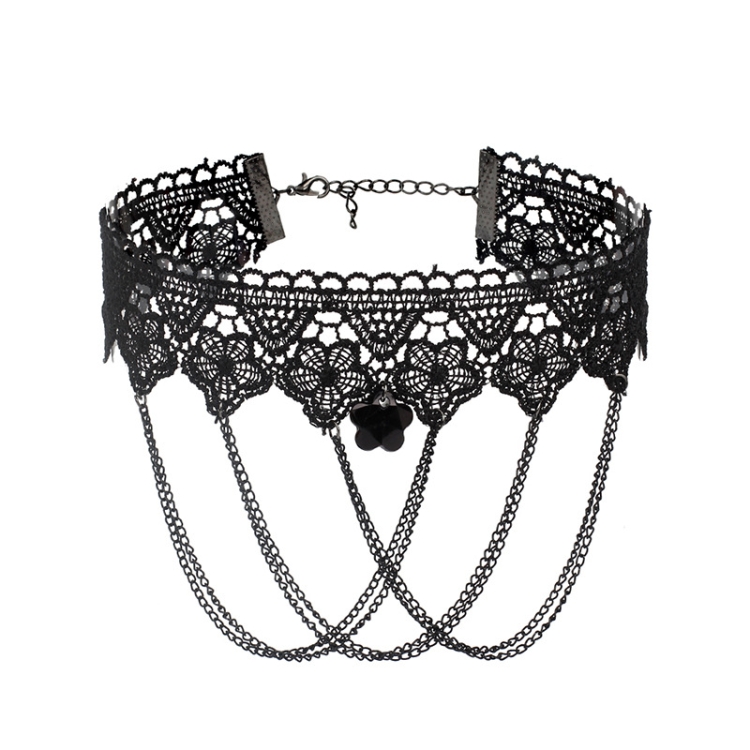 Fringe Lace Gothic Lolita Vintage Necklace, Style: 1555