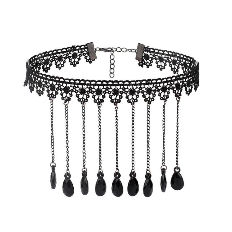Fringe Lace Gothic Lolita Vintage Necklace, Style: 1557