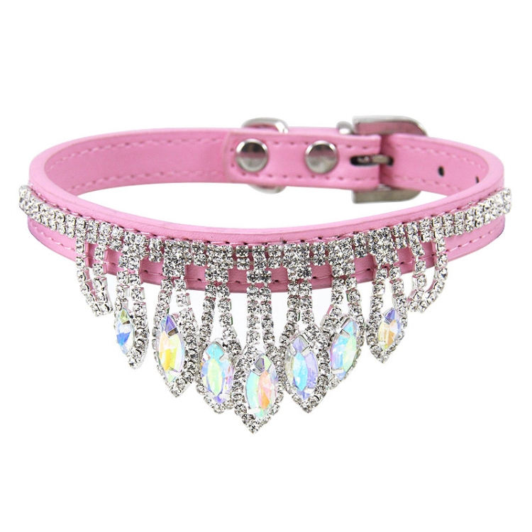 Gem Rhinestone Pet Collar Puppy Cat Pet Collar XS(Pink)
