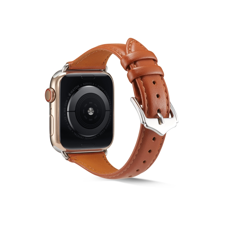 Genuine Leather Watch Band For Apple Watch Series 7 41mm / 6 & SE & 5 & 4 40mm / 3 & 2 & 1 38mm(Brown)