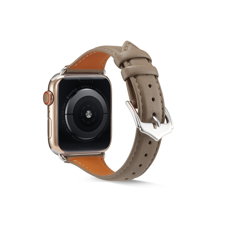 Genuine Leather Watch Band For Apple Watch Ultra 49mm&Watch Ultra 2 49mm / Series 9&8&7 45mm / SE 3&SE 2&6&SE&5&4 44mm / 3&2&1 42mm(Grey)