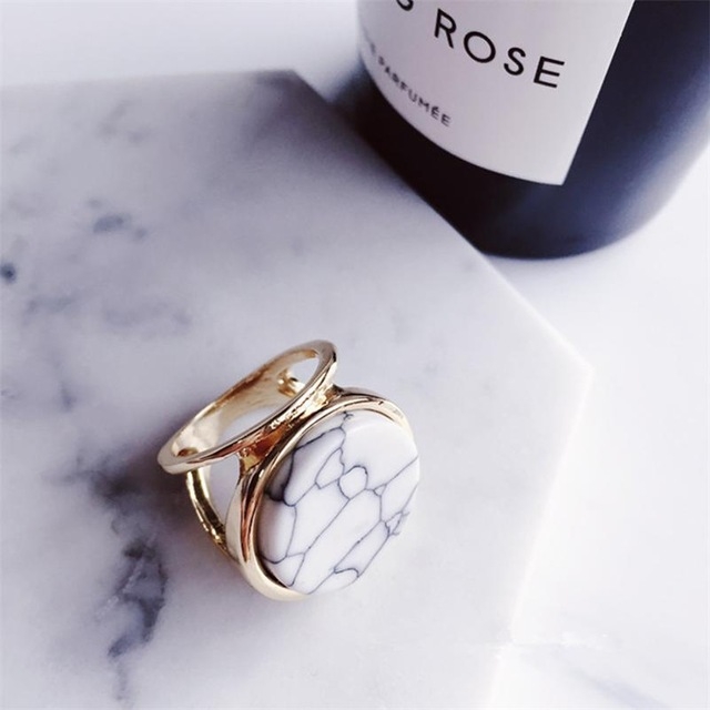 Geometric Marble Stripe Ring Boho Ethnic Women Ring(Round)