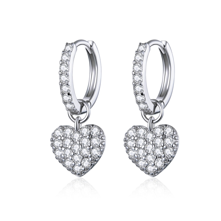 Heart-shaped Earrings Zircon Earrings Sterling Silver S925 Stud Earrings