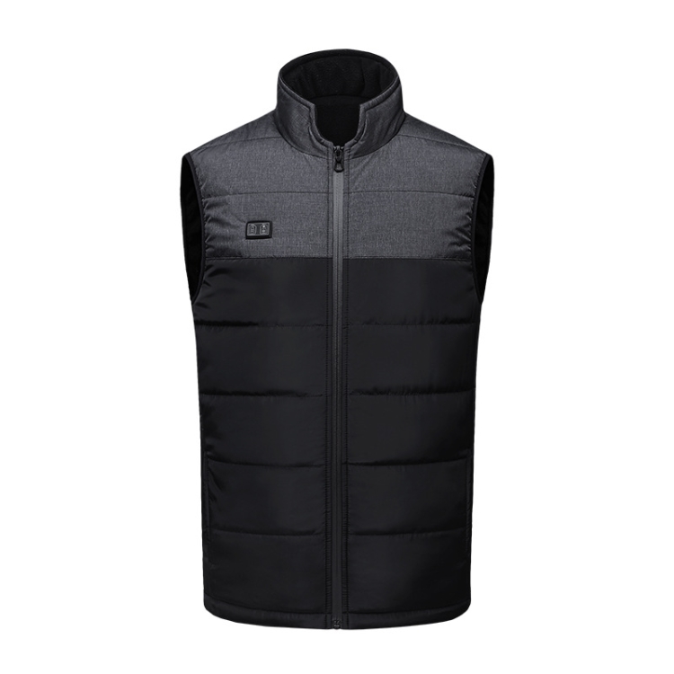 Heated Vest Electric Heating 3 Constant Temperature Warm Cotton Jacket, Size: M(Black-4 Zones Heating)