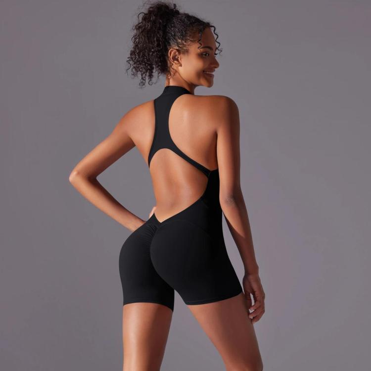 High-Intensity Tight-Fitting Backless Bodysuit/Yoga Wear, Size: S(Black)