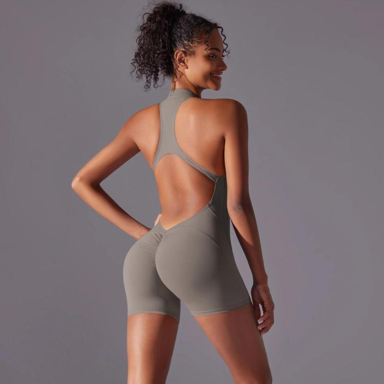 High-Intensity Tight-Fitting Backless Bodysuit/Yoga Wear, Size: XL(Moonstone)
