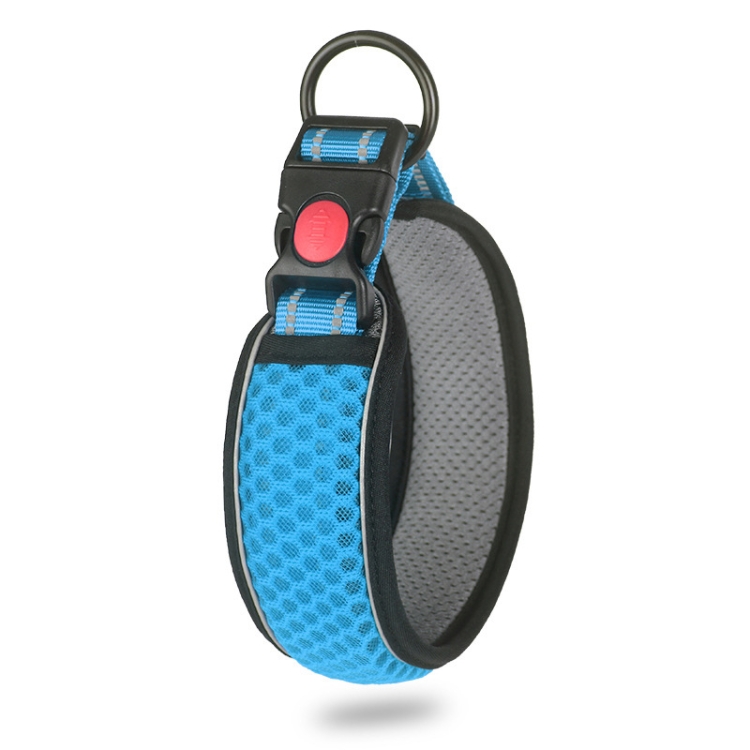 Honeycomb Net Dog Collar Neck Collar Breathable Reflective Anti-Strangle Collar S(Light Blue)
