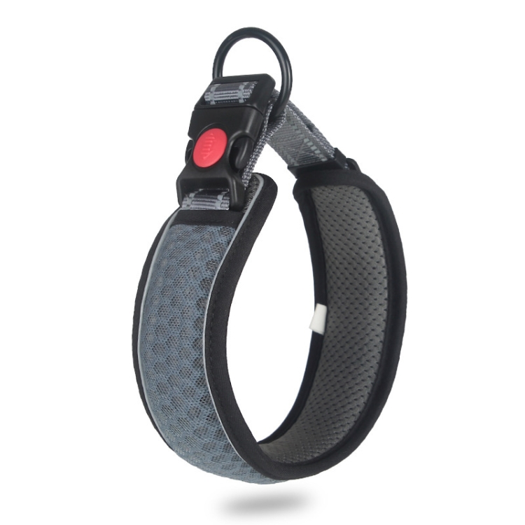 Honeycomb Net Dog Collar Neck Collar Breathable Reflective Anti-Strangle Collar XL(Gray)