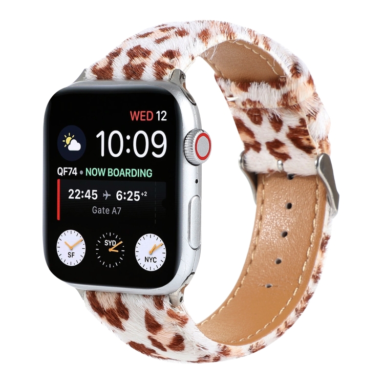 Horsehair Fluffy Leopard Print Leather Watch Band For Apple Watch Ultra 49mm&Watch Ultra 2 49mm / Series 9&8&7 45mm / SE 3&SE 2&6&SE&5&4 44mm / 3&2&1 42mm(2)