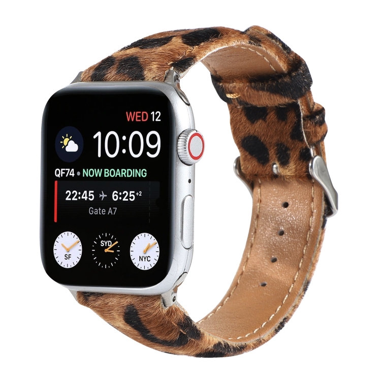 Horsehair Fluffy Leopard Print Leather Watch Band For Apple Watch Ultra 49mm&Watch Ultra 2 49mm / Series 9&8&7 45mm / SE 3&SE 2&6&SE&5&4 44mm / 3&2&1 42mm(3)