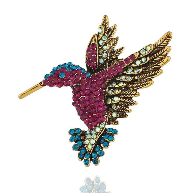 Inlaid Bee Bird Brooch Personality Clothing Pins Scarf Buckle(Gold)