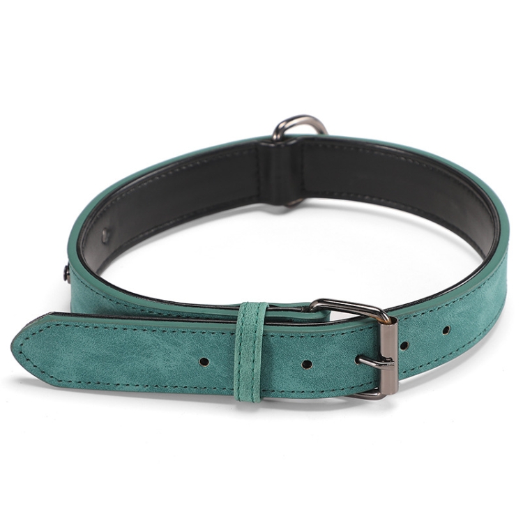 JINMAOHOU Dogs Double-Layer Leather Collar, Specification: L 59x3.2cm(Green)