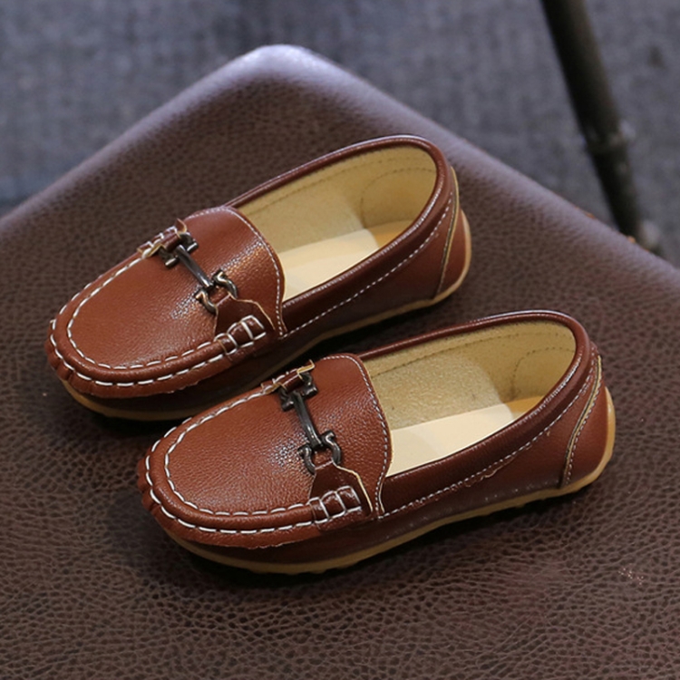 K3 Lightweight Anti-Skid Dance Bean Shoes Children Small Leather Shoes, Size: 23(Brown)
