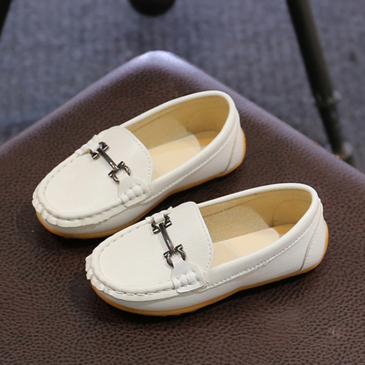 K3 Lightweight Anti-Skid Dance Bean Shoes Children Small Leather Shoes, Size: 35(White)