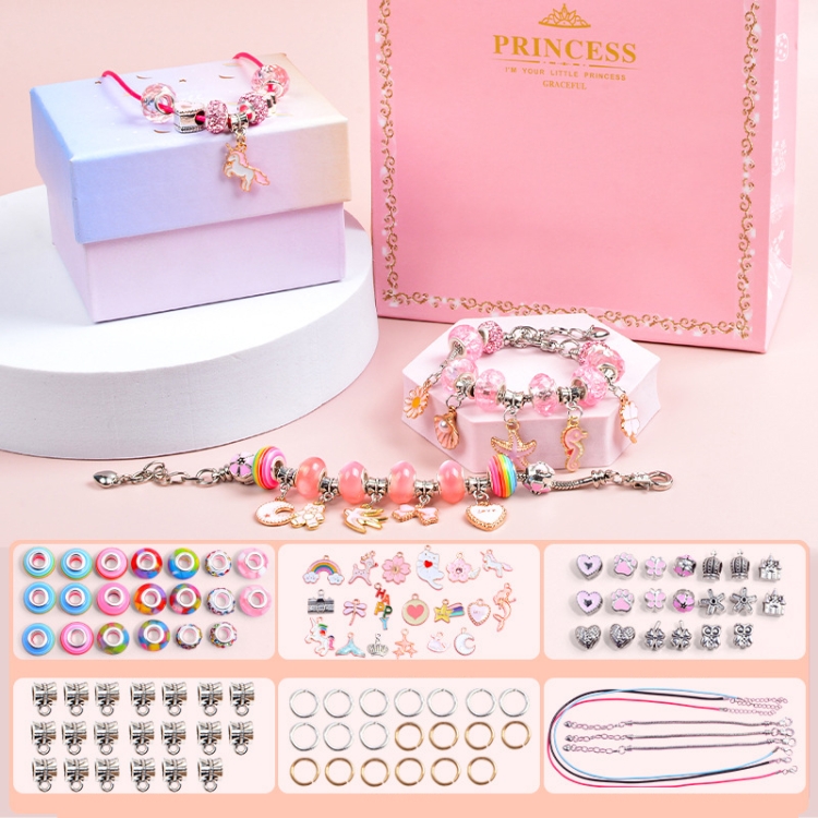 Kids DIY Beaded Bracelet Kids Jewelry Accessories, Color: Sakura Pink Without Box
