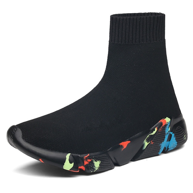 Knit Upper Breathable Sport Sock Boots Chunky Sneakers High Top Running Shoes for Men / Women, Shoe Size:35(Camouflage)