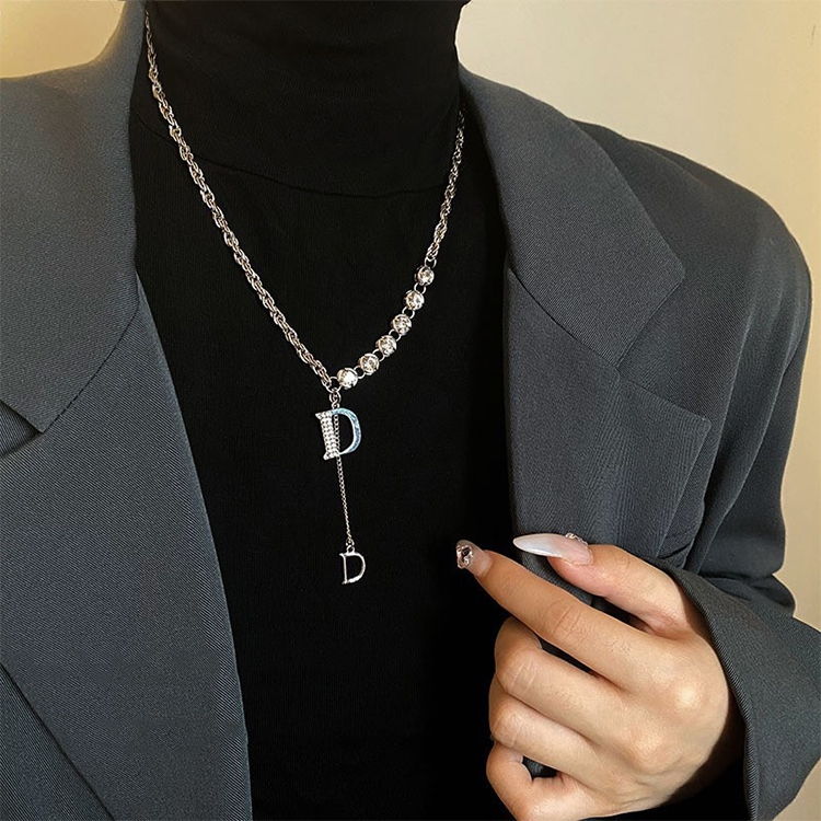 Ladies Alphabet Versatile Titanium Steel Necklace Twist Chain, Specification:XL1951