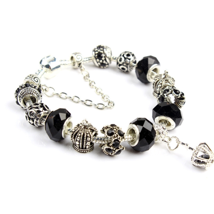 Ladies Crown Colorful Crystal Beaded Bracelet Handmade Glass Bead Bracelet Length: 20cm(DZ29)