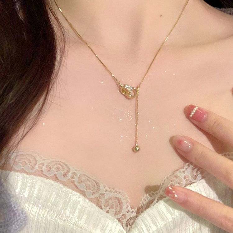 Ladies Light Luxury Bowknot Necklace Clavicle Chain, Specification:XL1325