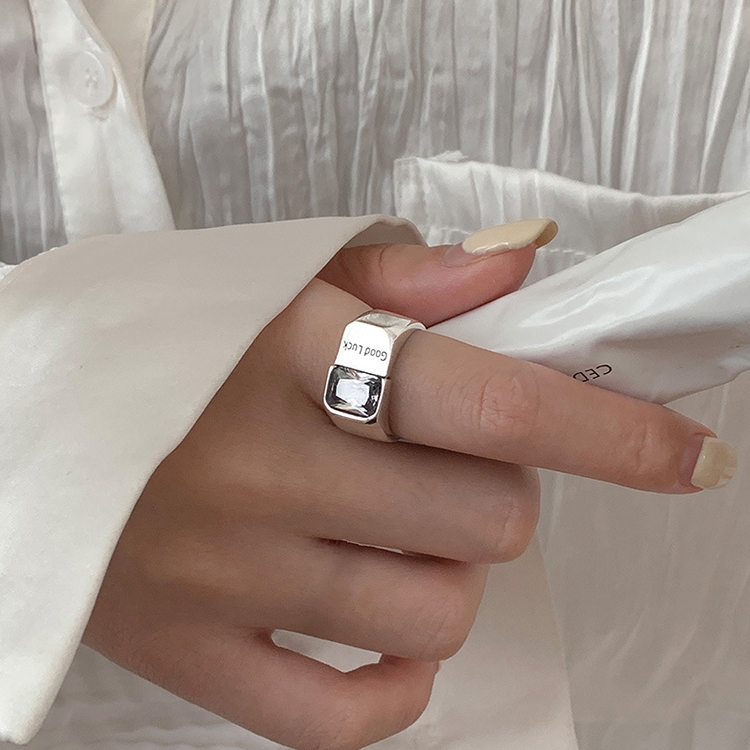 Ladies Light Luxury Green Diamond Geometric Ring, Specification:J2329