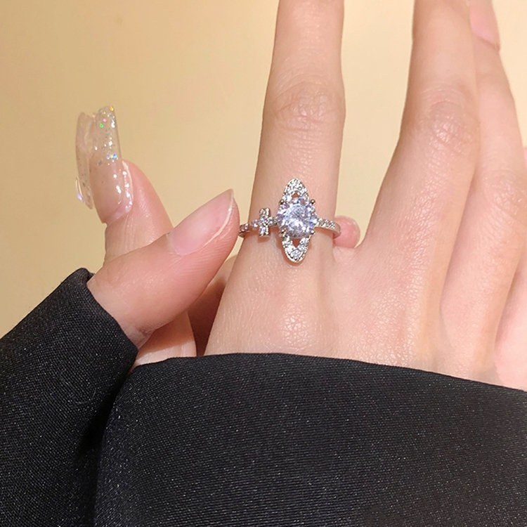 Ladies Light Luxury Green Diamond Geometric Ring, Specification:J3150