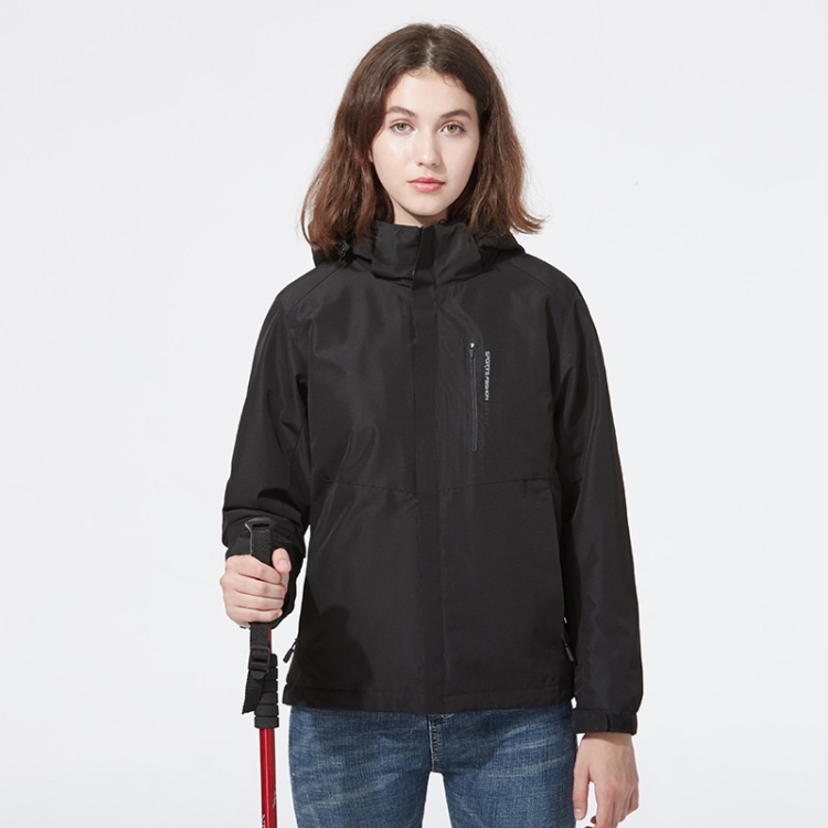 Ladys Detachable 3 in 1 Pair Of Waterproof, Windproof, Warm And Breathable Couples Stormsuit (Color:Black Size:XXL)