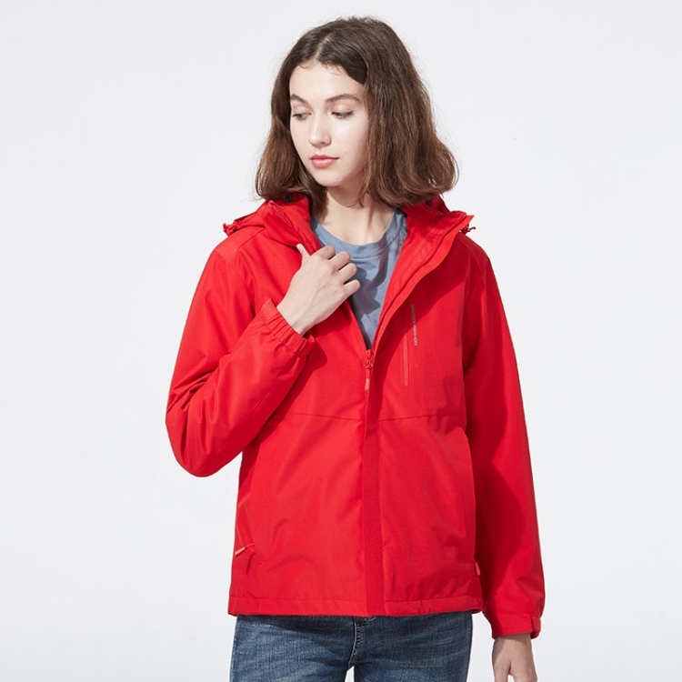 Ladys Detachable 3 in 1 Pair Of Waterproof, Windproof, Warm And Breathable Couples Stormsuit (Color:Red Size:XXXXL)
