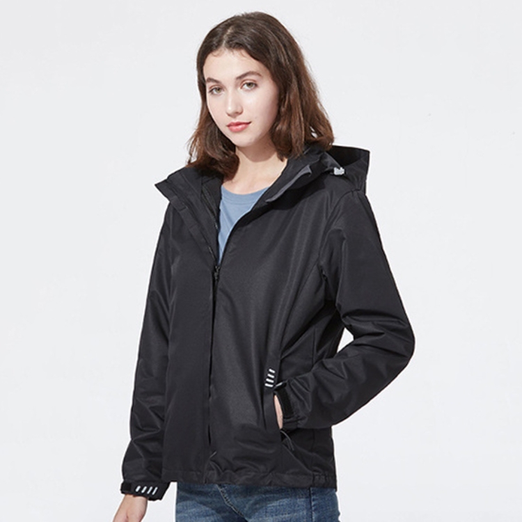 Ladys Detachable Two Piece Warm, Waterproof And Breathable Couples Stormsuit (Color:Black Size:XXXL)
