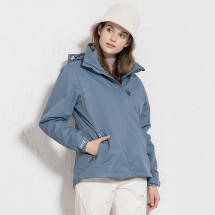 Ladys Detachable Two Piece Warm, Waterproof And Breathable Couples Stormsuit (Color:Fog Blue Size:L)