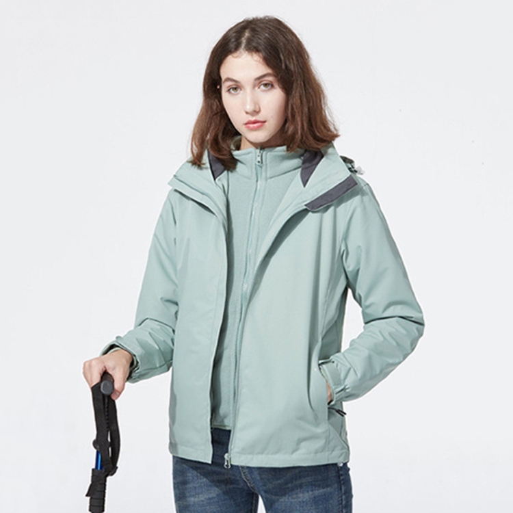 Ladys Detachable Two Piece Warm, Waterproof And Breathable Couples Stormsuit (Color:Green Size:XXL)