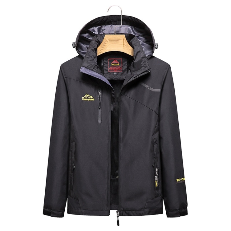 Ladys Outdoor Sports Single Layer Stormsuit Wear Resistant Breathable Waterproof Windproof Couple Mountaineering Suit (Color:Black Size:XXXL)