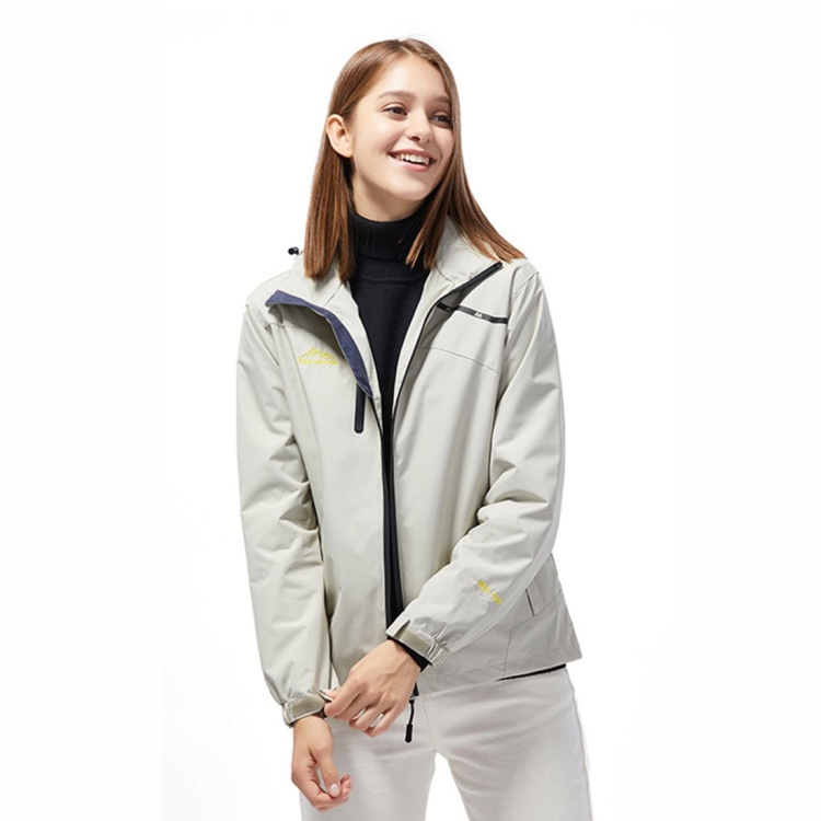 Ladys Outdoor Sports Single Layer Stormsuit Wear Resistant Breathable Waterproof Windproof Couple Mountaineering Suit (Color:Ivory White Size:L)