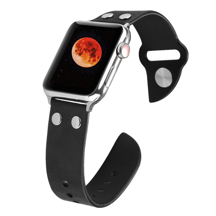Leather Knife Watch Band For Apple Watch Series 9&8&7 41mm / SE 3&SE 2&6&SE&5&4 40mm / 3&2&1 38mm(Black)