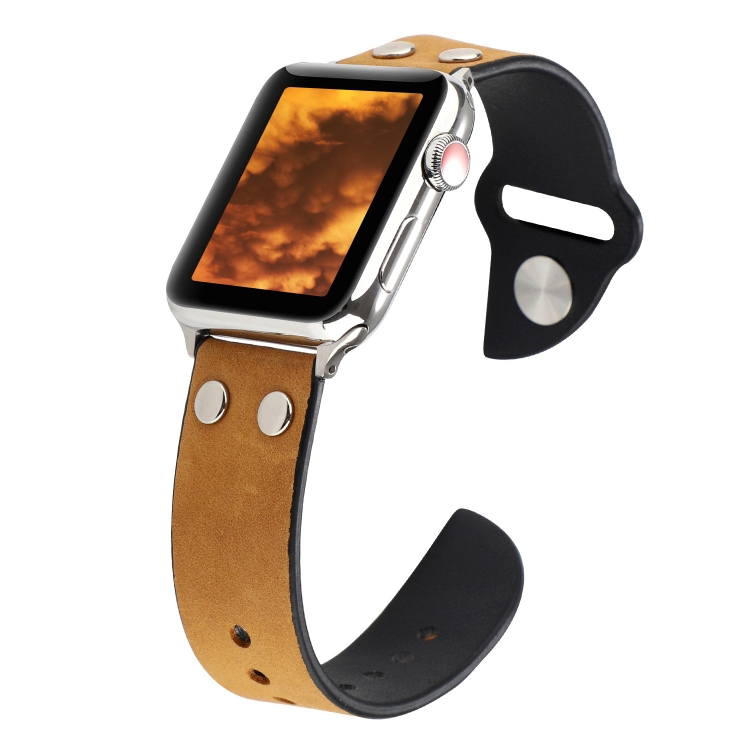 Leather Knife Watch Band For Apple Watch Series 9&8&7 41mm / SE 3&SE 2&6&SE&5&4 40mm / 3&2&1 38mm(Brown)