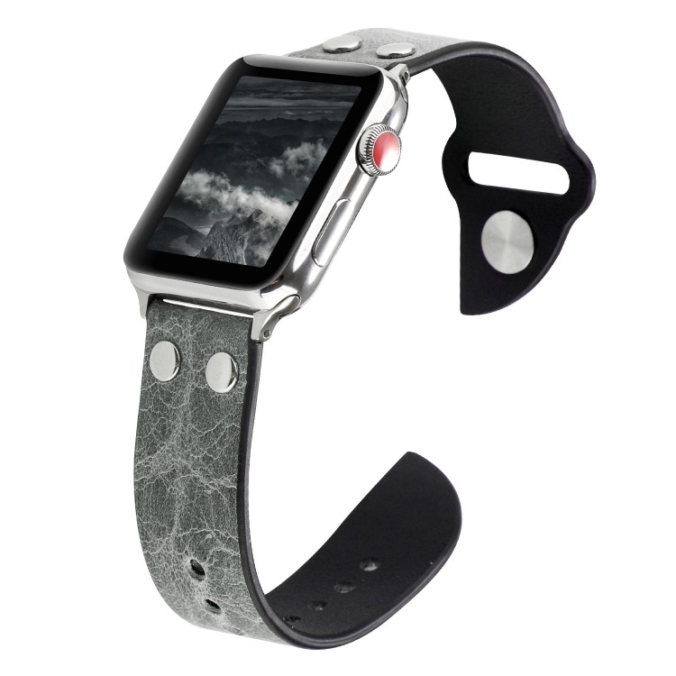 Leather Knife Watch Band For Apple Watch Series 9&8&7 41mm / SE 3&SE 2&6&SE&5&4 40mm / 3&2&1 38mm(Grey)