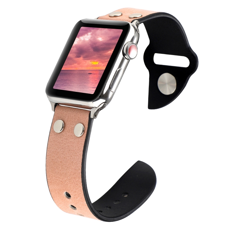 Leather Knife Watch Band For Apple Watch Series 9&8&7 41mm / SE 3&SE 2&6&SE&5&4 40mm / 3&2&1 38mm(Pink)