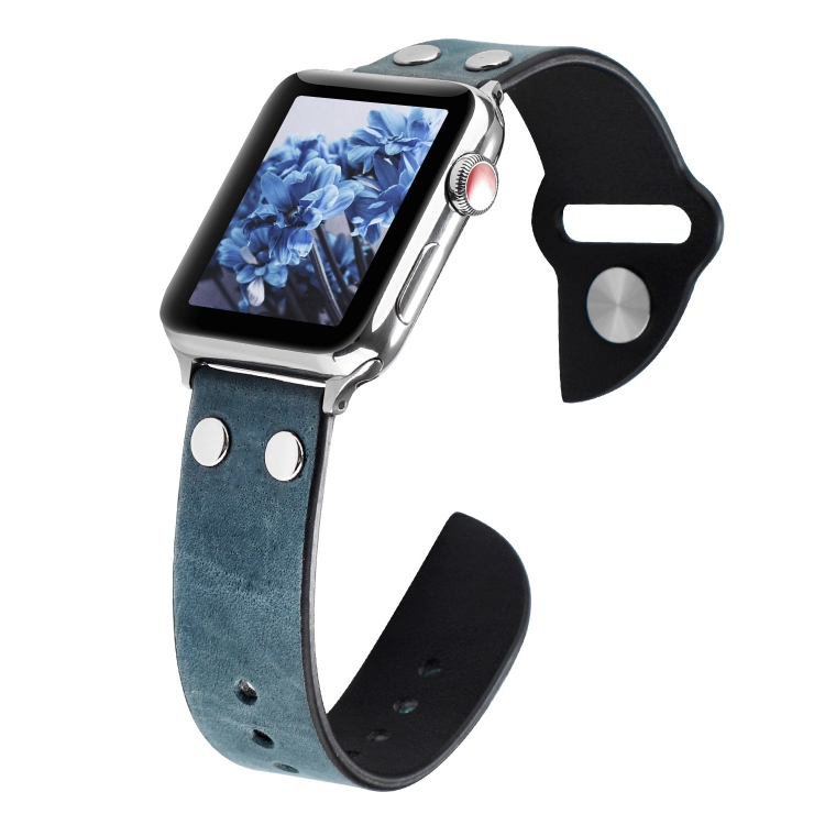 Leather Knife Watch Band For Apple Watch Ultra 49mm&Watch Ultra 2 49mm / Series 9&8&7 45mm / SE 3&SE 2&6&SE&5&4 44mm / 3&2&1 42mm(Navy Blue)