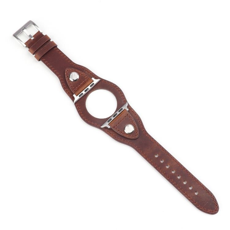 Leather Watch Band For Apple Watch Ultra 49mm&Watch Ultra 2 49mm / Series 9&8&7 45mm / SE 3&SE 2&6&SE&5&4 44mm / 3&2&1 42mm(Dark Brown)