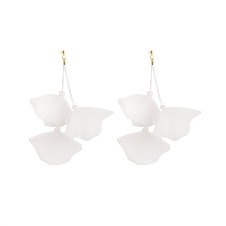 Long Exaggerated Fabric Art Handmade Petal Earrings, Color: E1908-26 White